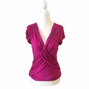 B’leev Fuchsia Criss Cross V-Neck Top